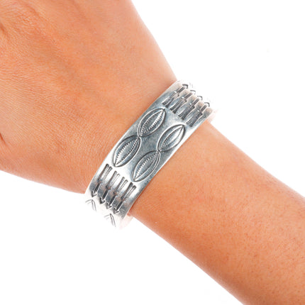 7.3" Antique Navajo ingot silver arrow stamped cuff bracelet
