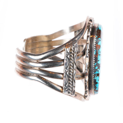 6" Davey Morgan Navajo vintage gorgeous turquoise sterling silver cuff bracelet