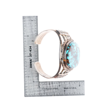 6" Davey Morgan Navajo vintage gorgeous turquoise sterling silver cuff bracelet