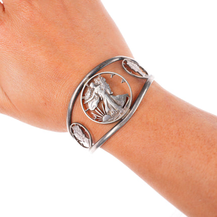 6.3" vintage southwestern sterling/US coin silver cuff bracelet