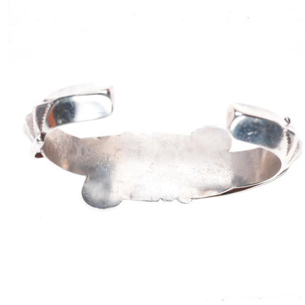 6.3" vintage Navajo sterling silver carinated cuff bracelet with #8 turquoise