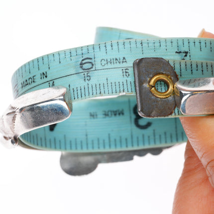 6.3" vintage Navajo sterling silver carinated cuff bracelet with #8 turquoise
