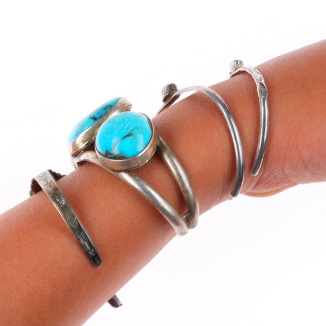 4.5"-4.75" Vintage Kid/Baby Navajo sterling silver cuff bracelet collection lot