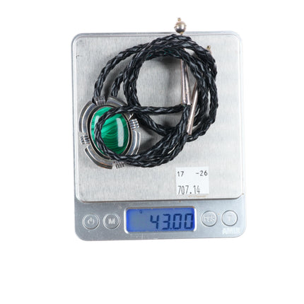 vintage Nakai Navajo sterling silver malachite bolo tie
