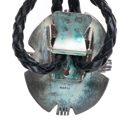 vintage Nakai Navajo sterling silver malachite bolo tie