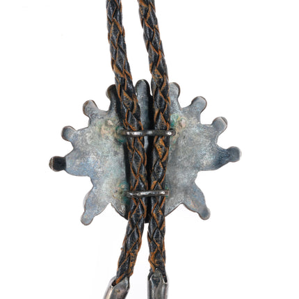 1940's-50's Vintage Zuni sterling silver sunface bolo tie with fancy tips