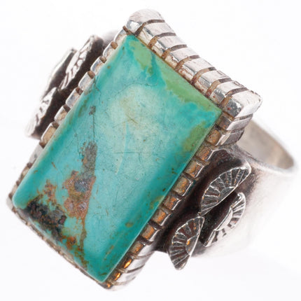sz9 vintage Navajo sterling silver green turquoise size 9 ring