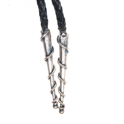 Anne Farella Sterling silver southwestern bolo tie with fancy tips