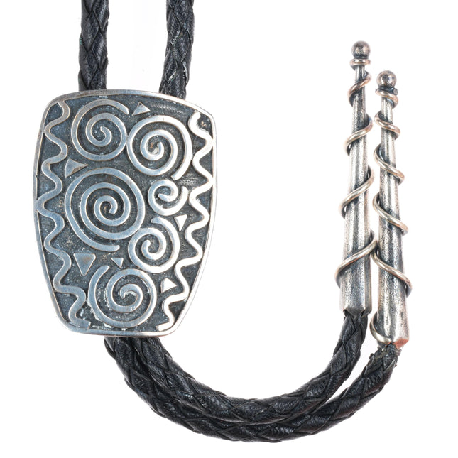 Anne Farella Sterling silver southwestern bolo tie with fancy tips