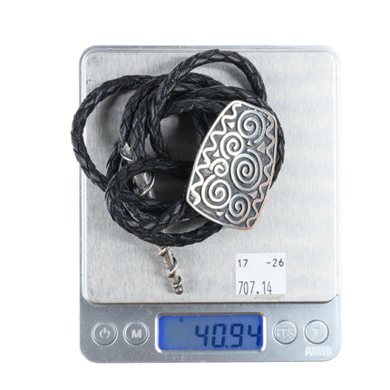 Anne Farella Sterling silver southwestern bolo tie with fancy tips