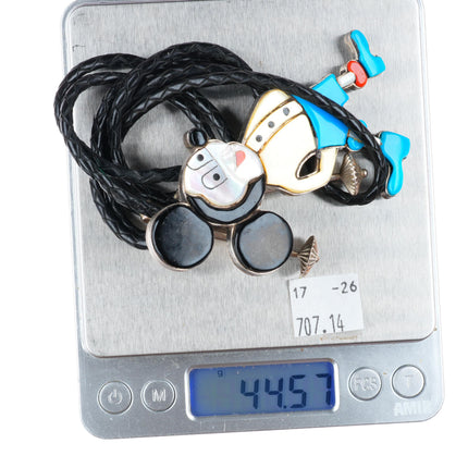 c1970 Carol Kee Navajo sterling silver Mickey Mouse Zunitoons bolo tie