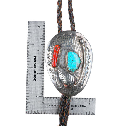 c1960 c-31 vintage David Garcia Santo Domingo Pueblo sterling silver bolo tie