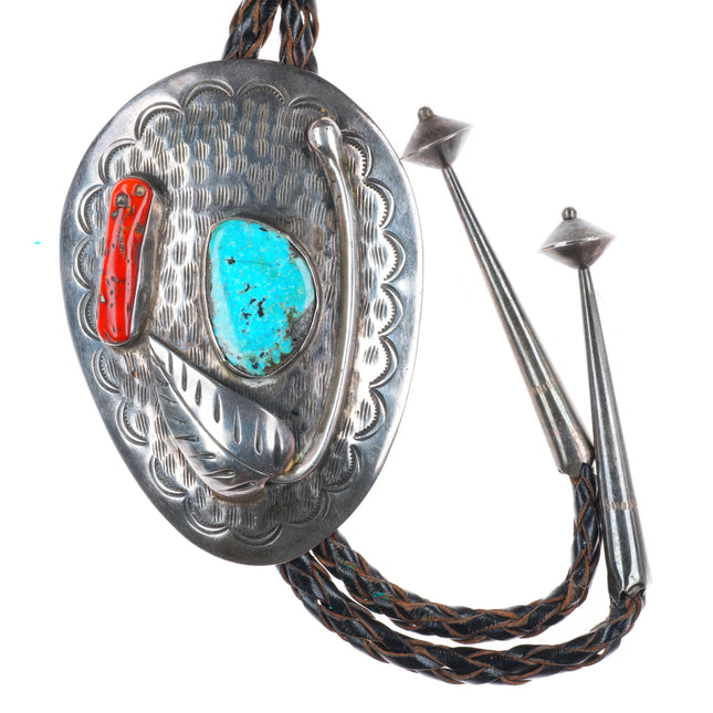 c1960 c-31 vintage David Garcia Santo Domingo Pueblo sterling silver bolo tie