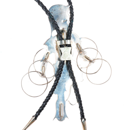 Large Jonathan Beyuka Zuni sterling silver inlaid Hoop Dancer figural bolo tie