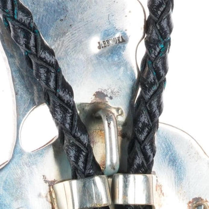 Large Jonathan Beyuka Zuni sterling silver inlaid Hoop Dancer figural bolo tie