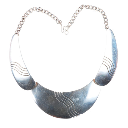 Lowell Draper Navajo White Hogan Shop Modernist sterling silver bib necklace
