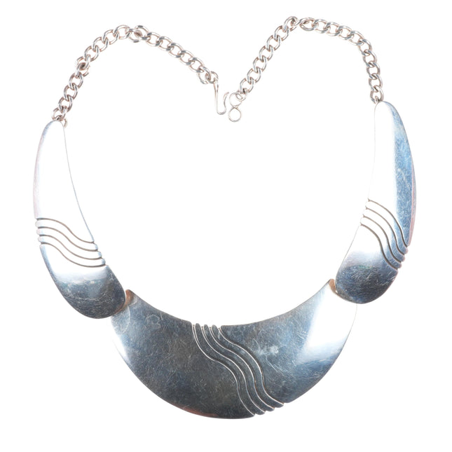 Lowell Draper Navajo White Hogan Shop Modernist sterling silver bib necklace