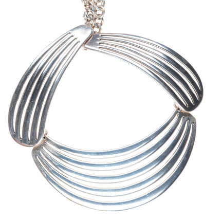 John G. Begay Navajo White Hogan Shop Modernist sterling silver bib necklace