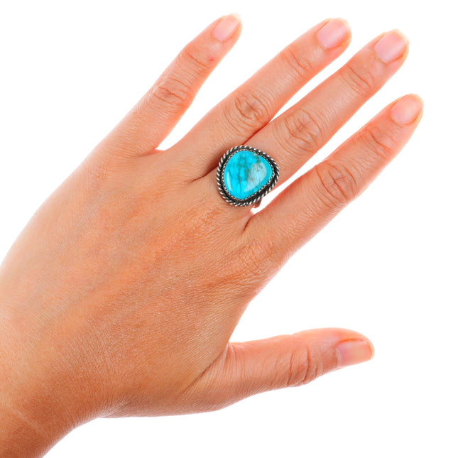 sz8.75 vintage Navajo sterling silver high grade turquoise size 8.75 ring