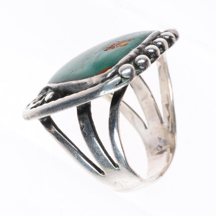 sz5.5 c1930's vintage Navajo sterling silver Cerrillos green turquoise ring