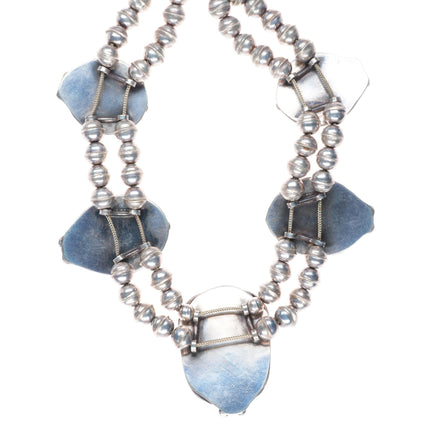 24" vintage Navajo Bisbee Turquoise sterling silver tab necklace