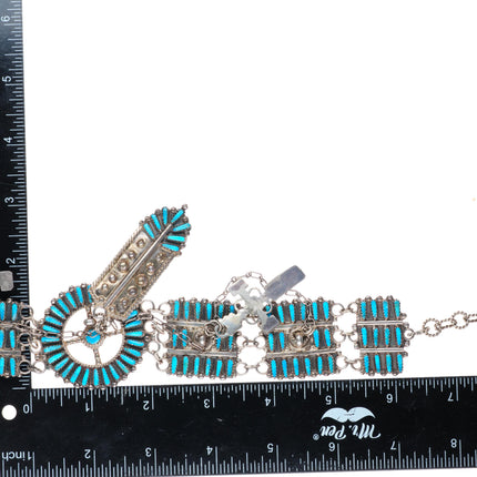 Lavell Byjoe vintage Navajo sterling silver turquoise needlepoint necklace