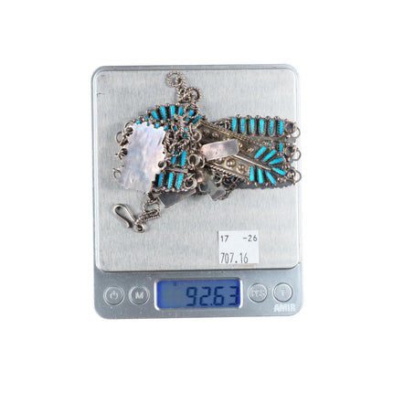 Lavell Byjoe vintage Navajo sterling silver turquoise needlepoint necklace