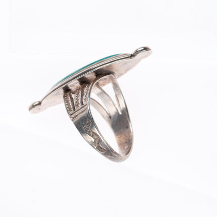 sz7.25 1930-40's Vintage Navajo sterling silver turquoise snake eye accent ring