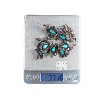 c1950's vintage Navajo sterling silver necklace and earrings set-nice turquoise