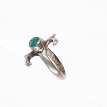 sz6 vintage early Navajo cast sterling silver ring with turquoise size 6 ring