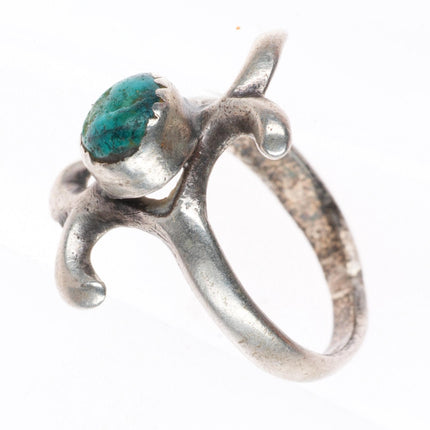 sz6 vintage early Navajo cast sterling silver ring with turquoise size 6 ring