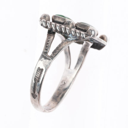sz6.75 vintage 1930-40's Navajo sterling silver Cerrillos turquoise 2 stone ring