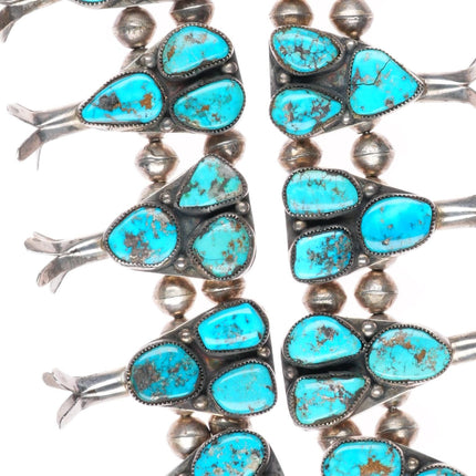 c1950's vintage Navajo Squash blossom necklace sterling silver w/ nice turquoise