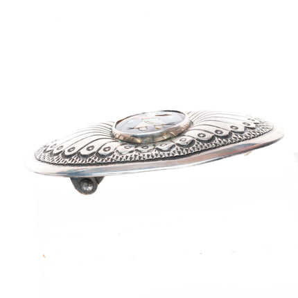 1.5" Vintage Jenny Blackgoat Navajo sterling silver Ghan Dancer belt buckle