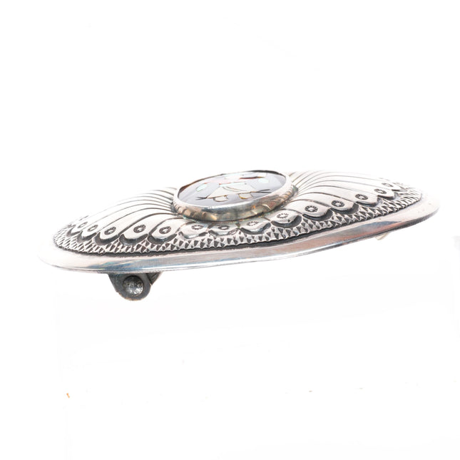 1.5" Vintage Jenny Blackgoat Navajo sterling silver Ghan Dancer belt buckle