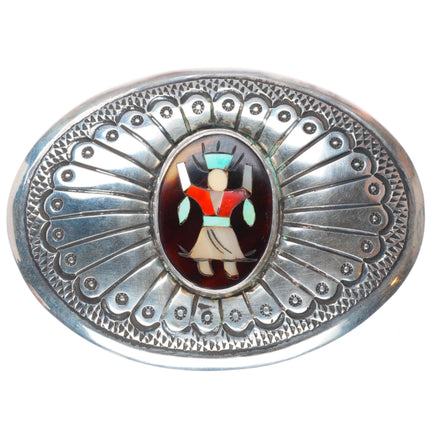 1.5" Vintage Jenny Blackgoat Navajo sterling silver Ghan Dancer belt buckle