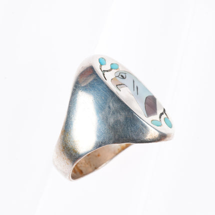 sz12 vintage Zuni sterling silver inlaid eagle men's size 12 ring