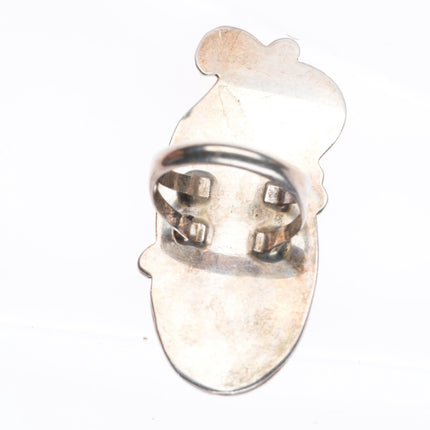 sz7.75 big vintage Navajo sterling silver ring with nice turquoise
