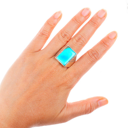 sz12 vintage Navajo sterling silver square turquoise men's ring