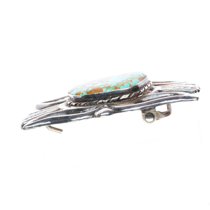 1.75" vintage Navajo sterling silver belt buckle w/ Ceremonial Kingman turquoise