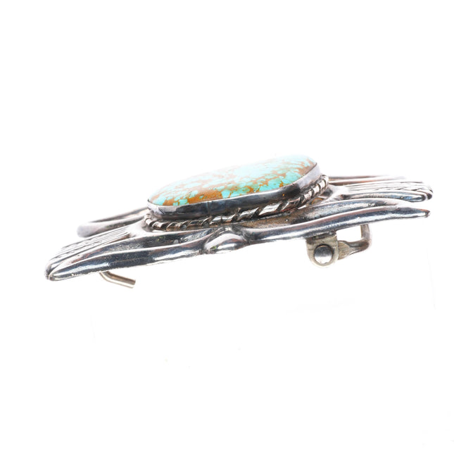 1.75" vintage Navajo sterling silver belt buckle w/ Ceremonial Kingman turquoise