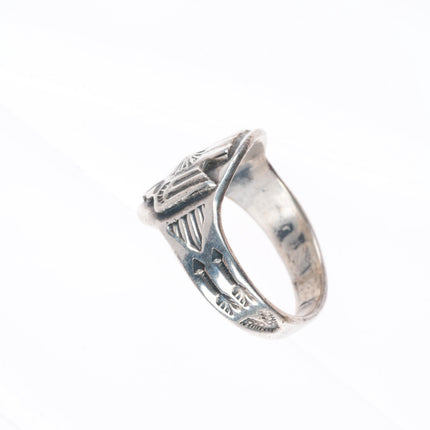 sz9.75 c1930's Navajo Fred Harvey Era sterling silver thunderbird ring