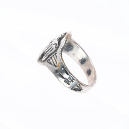 sz9.75 c1930's Navajo Fred Harvey Era sterling silver thunderbird ring