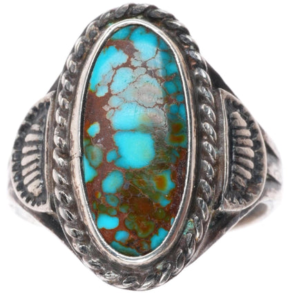 sz5.5 c1930-40's Navajo high grade Royston Nevada turquoise sterling silver ring