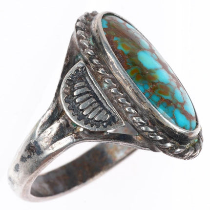 sz5.5 c1930-40's Navajo high grade Royston Nevada turquoise sterling silver ring