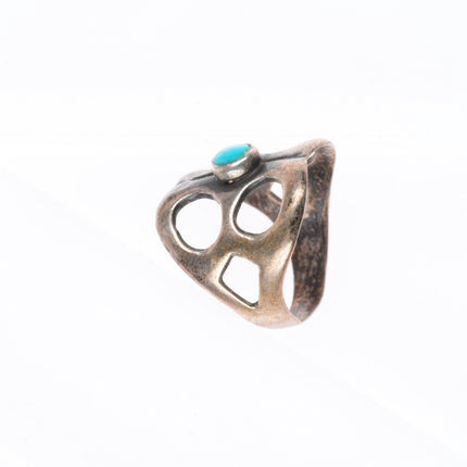 sz6 vintage Navajo sterling silver cast ring with turquoise
