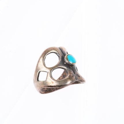 sz6 vintage Navajo sterling silver cast ring with turquoise