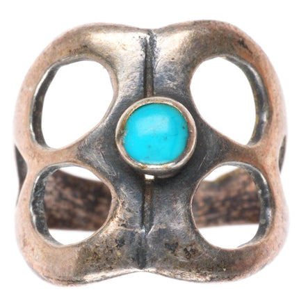 sz6 vintage Navajo sterling silver cast ring with turquoise