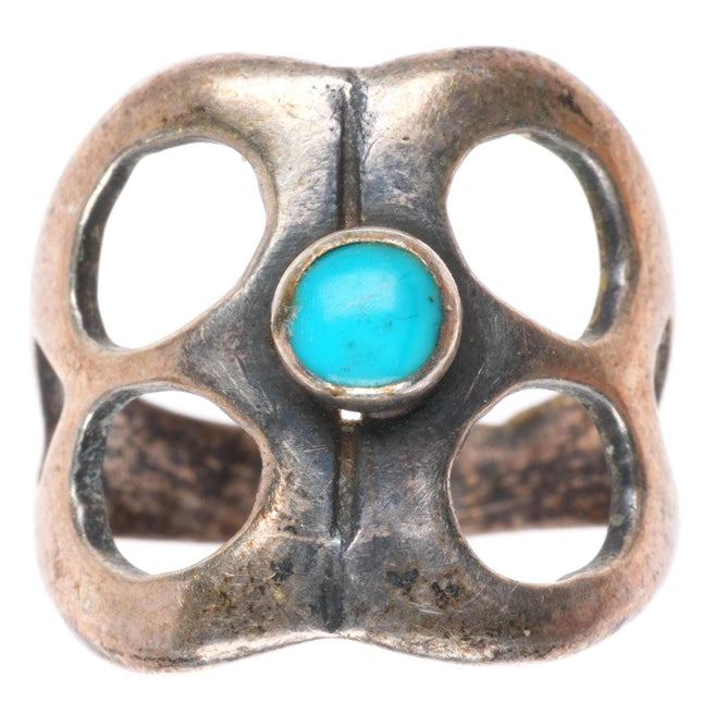 sz6 vintage Navajo sterling silver cast ring with turquoise