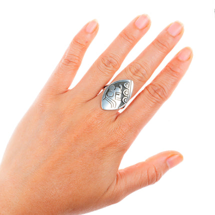 sz8.25 Gary and Elsie Yoyokie (Hopi) sterling silver kachina size 8.25 ring
